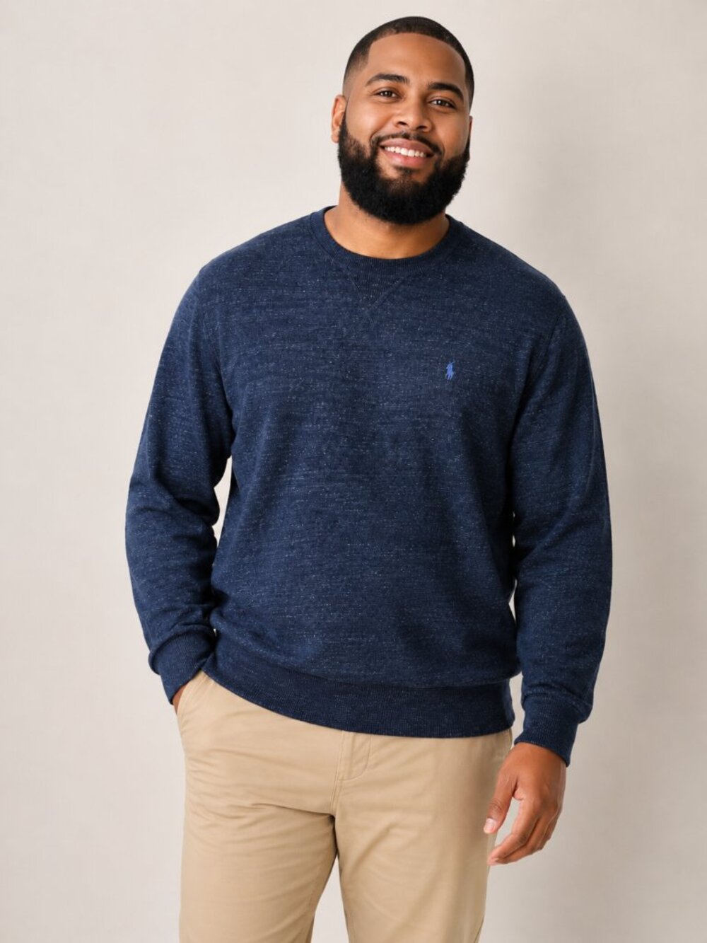 Polo Ralph Lauren Cotton Rib Pullover Sweater Navy Heather 5XB NWT